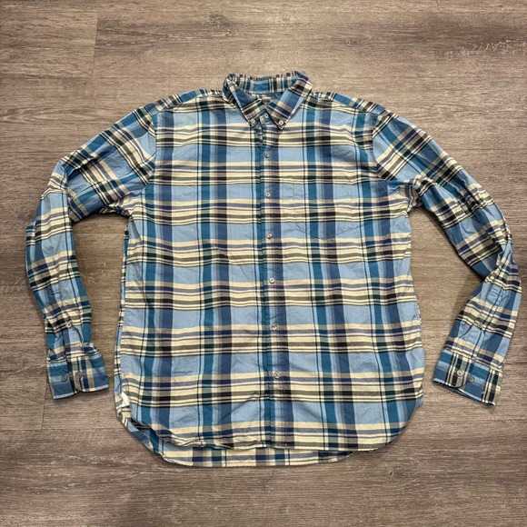 Fossil Shirt Mens Extra Large Blue Plaid Long Sleeve Button Up Preppy Casual - Picture 1 of 10